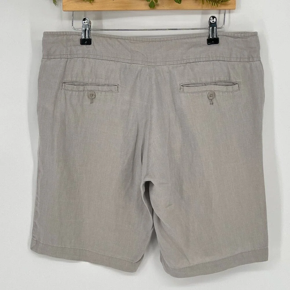 Willi Smith Womens Taupe Gray 100% Linen Drawstring Shorts Size 8 RN 75343